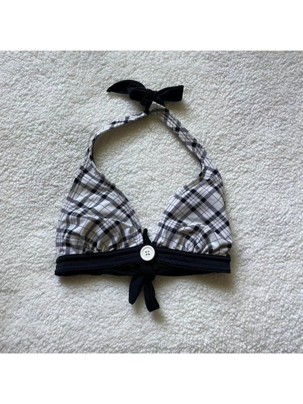 Plaid halter bikini top
